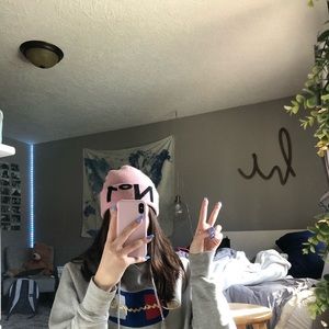 light pink beanie